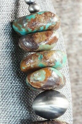 Turquoise & Sterling Silver Navajo Pearl Necklace - Doreen Jake