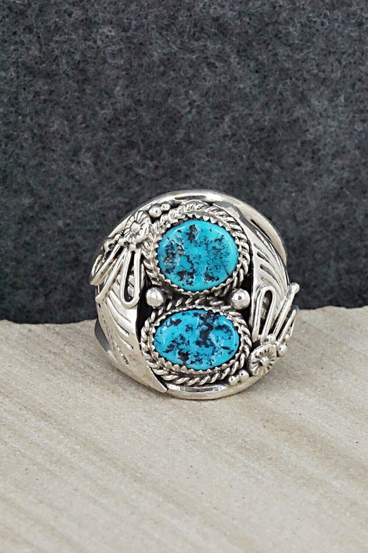 Turquoise & Sterling Silver Ring - Leonard Spencer - Size 12