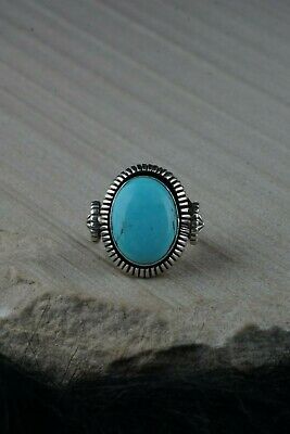 Navajo Turquoise and Sterling Silver Ring - Roberta Begay - Size 8.25 - High Lonesome Trading