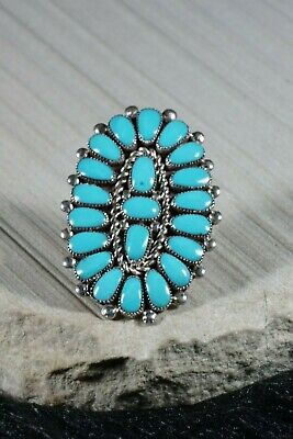 Zuni Turquoise and Sterling Silver Ring - Lorraine Waatsa - Size 6.25 - High Lonesome Trading