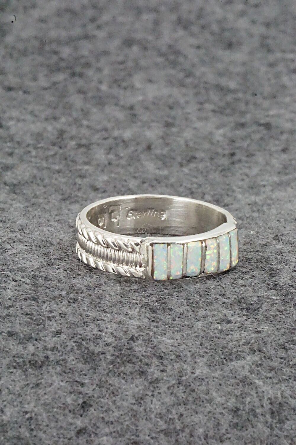 Opalite & Sterling Silver Inlay Ring - Orlando Laweka - Size 7.5