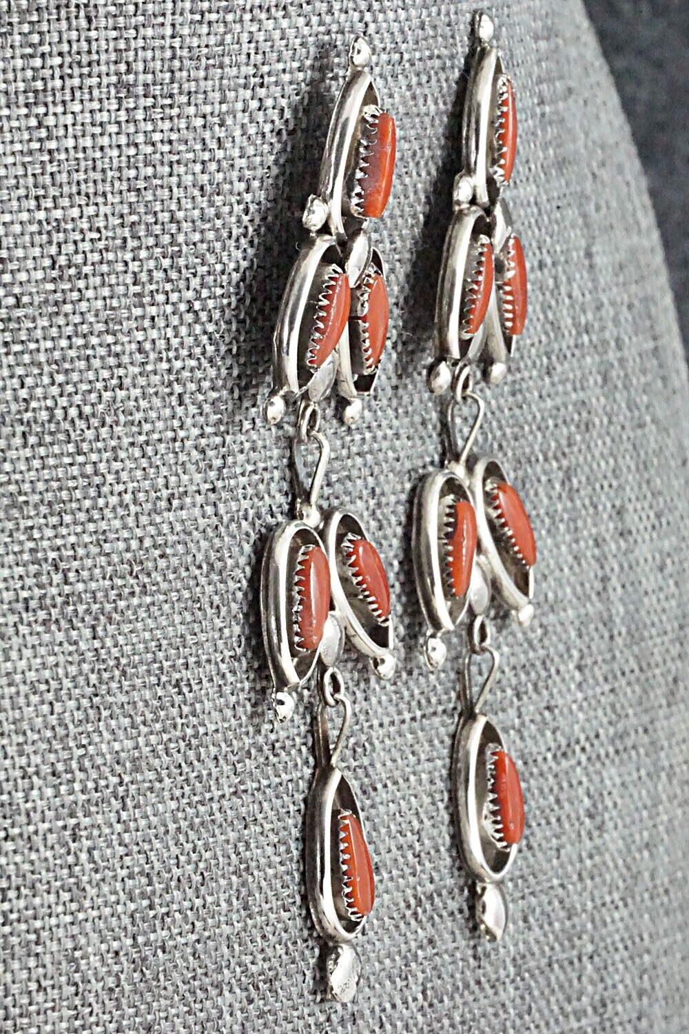 Coral & Sterling Silver Earrings - Viola Bobelu