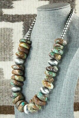 Turquoise & Sterling Silver Navajo Pearl Necklace - Doreen Jake