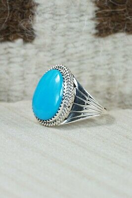Navajo Turquoise and Sterling Silver Ring - Bobby Platero - 11.5