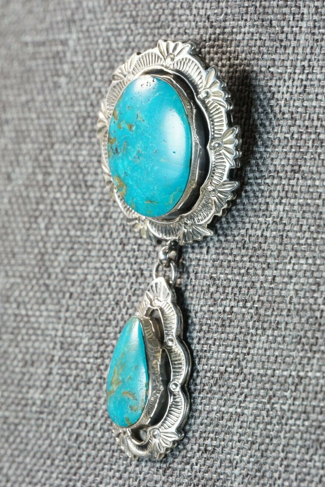 Navajo Turquoise & Sterling Silver Pendant - Sadie Jim