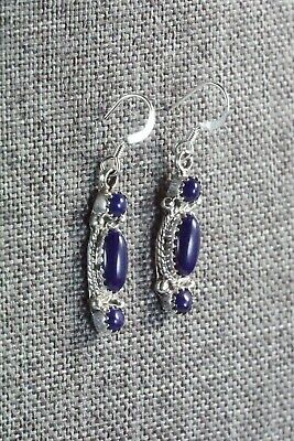 Navajo Lapis & Sterling Silver Earrings - Harris Largo