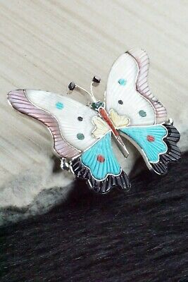 Multi Stone Inlay Butterfly & Sterling Silver Pendant - Tamara Pinto