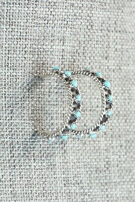 Turquoise & Sterling Silver Hoop Earrings - Georgiann Chavez