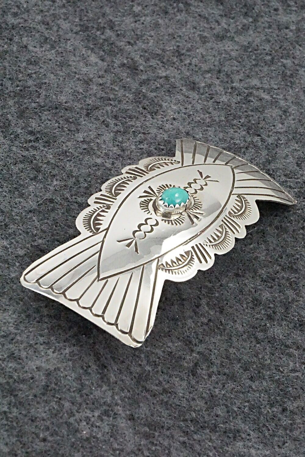 Turquoise & Sterling Silver Hair Barrette - Arlene Soce