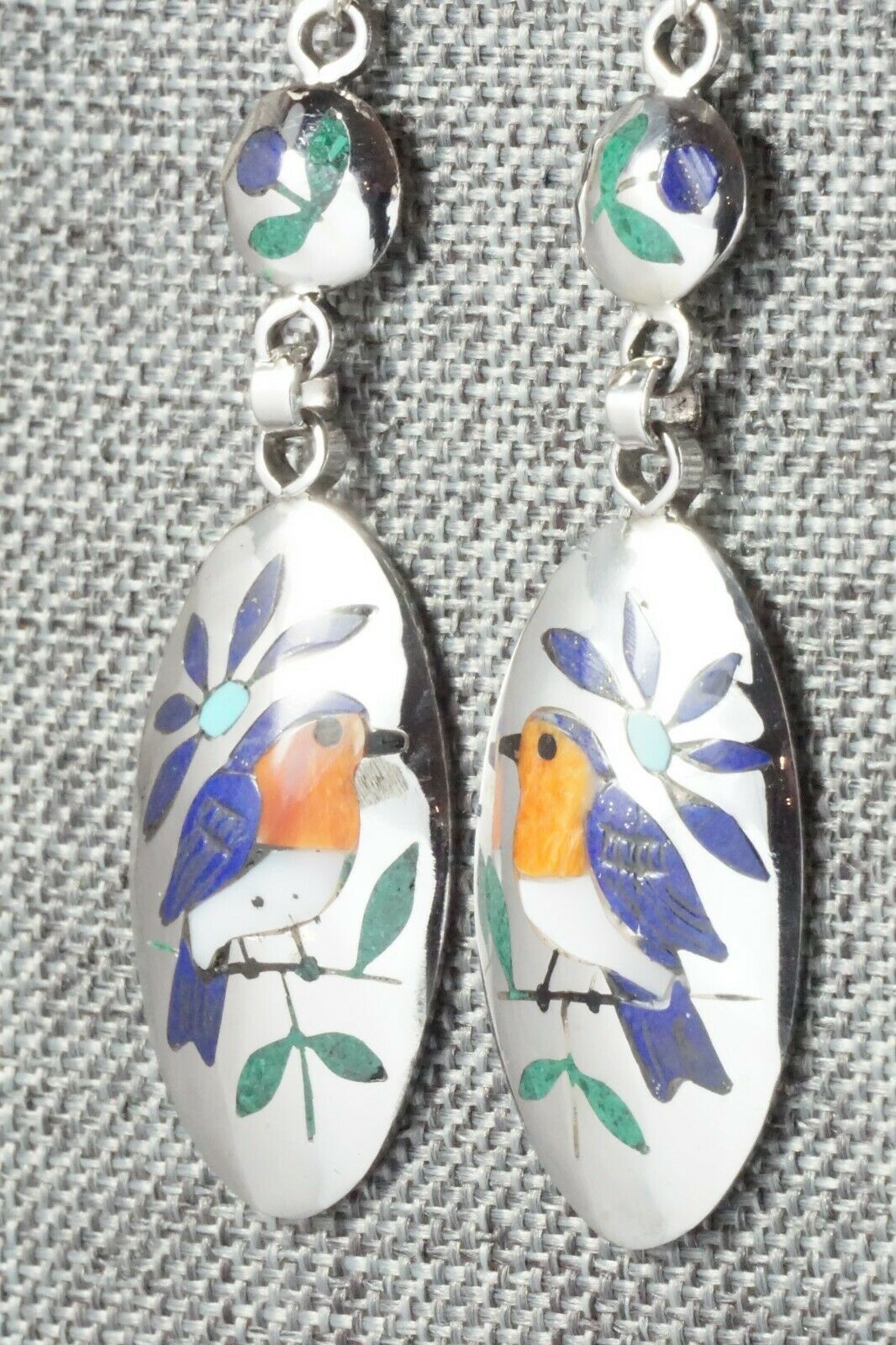 Multi Stone & Sterling Silver Earrings - Quintin Quam Sr.