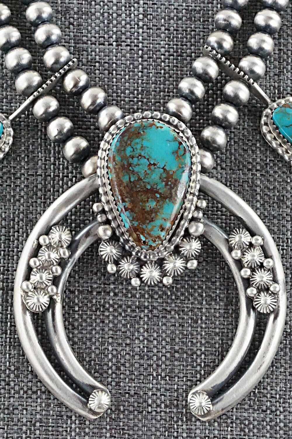 Turquoise & Sterling Silver Squash Blossom Set - Tom Lewis