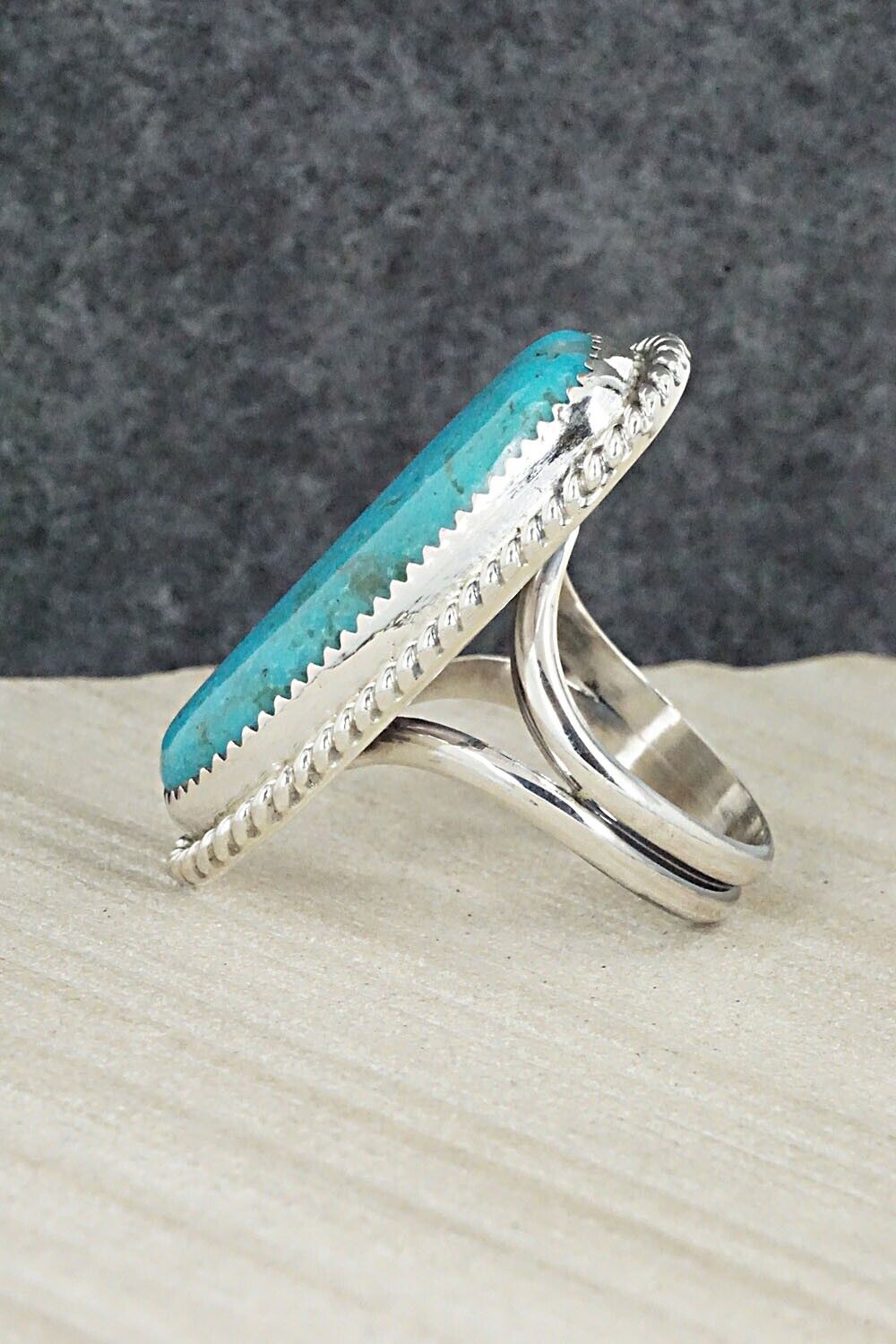 Turquoise & Sterling Silver Ring - Leslie Nez - Size 9.5