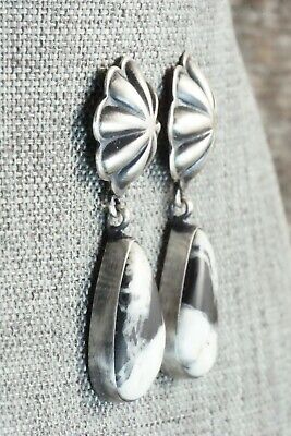 White Buffalo & Sterling Silver Earrings - Lyle Piaso