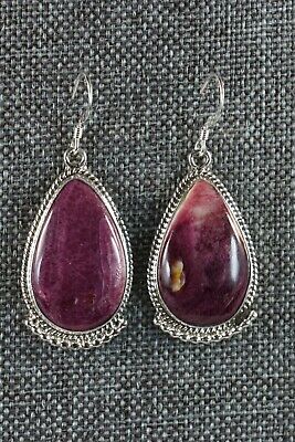 Navajo Spiny Oyster and Sterling Silver Earrings - Sharon McCarthy - High Lonesome Trading