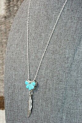 Zuni Turquoise Pendant & Sterling Silver Necklace - Floria Shetima