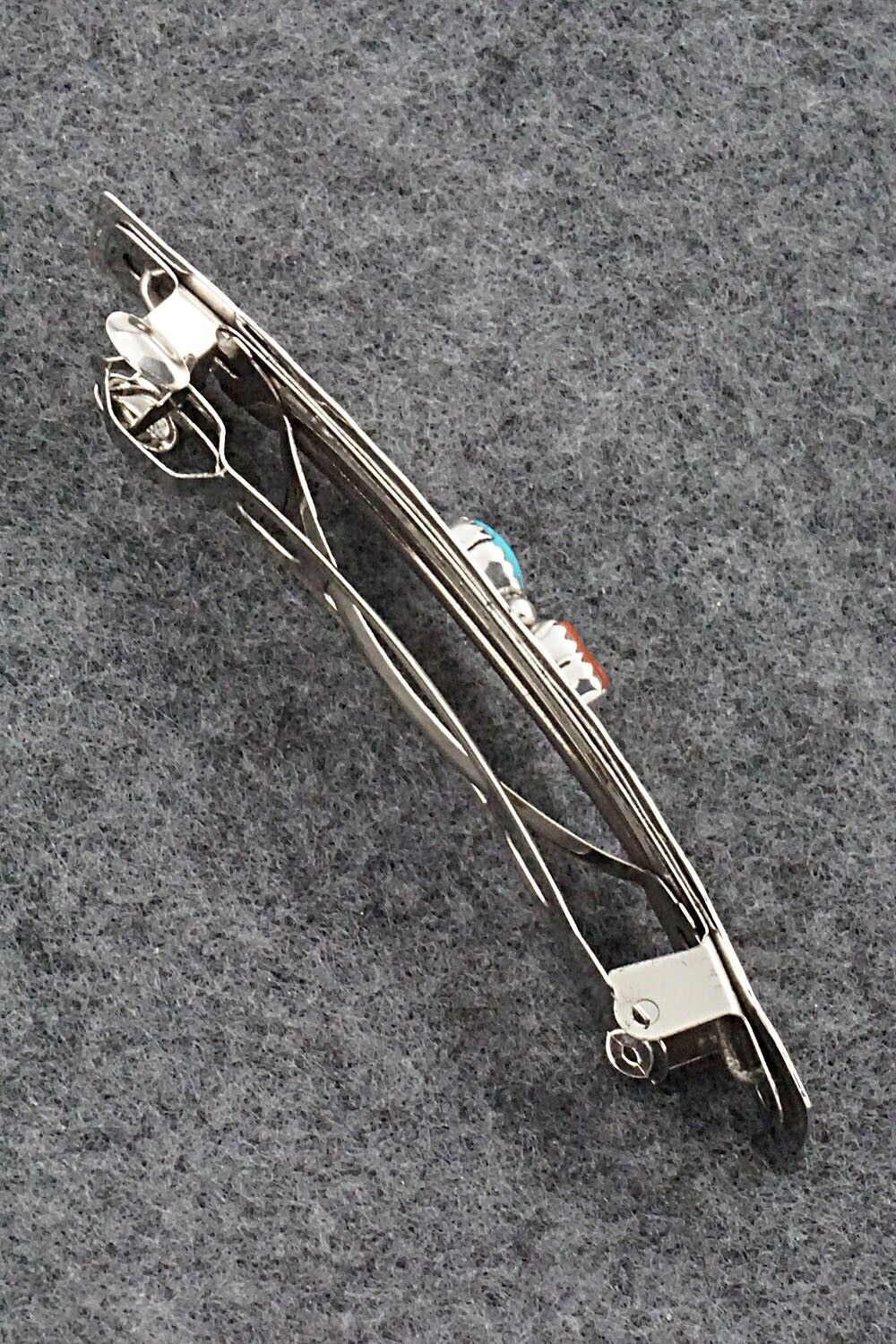 Turquoise, Coral & Sterling Silver Hair Barrette - Sally Arviso