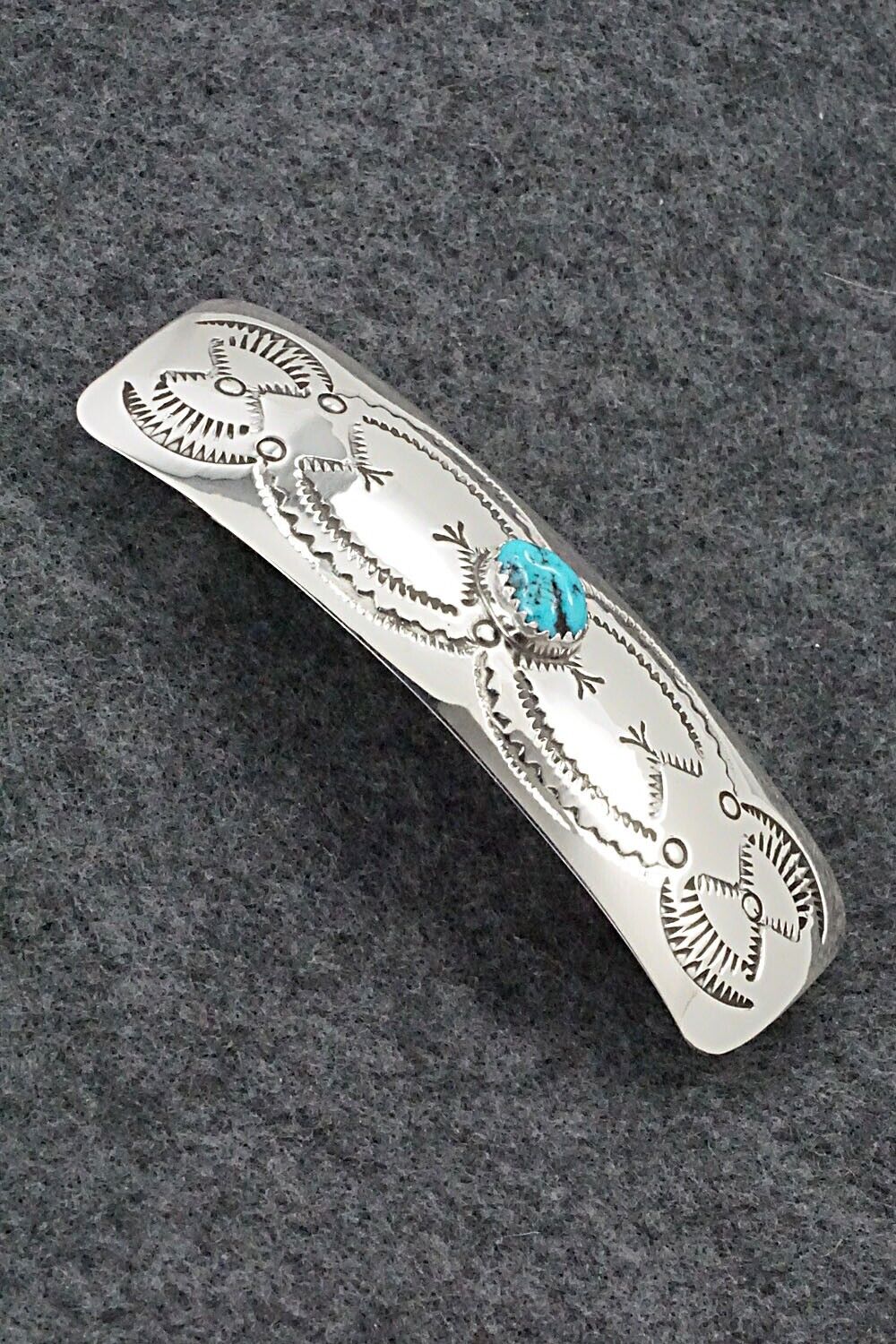Turquoise & Sterling Silver Hair Barrette - Joann Silver