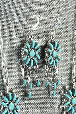 Turquoise & Sterling Silver Necklace and Earrings Set - Keith Leekity