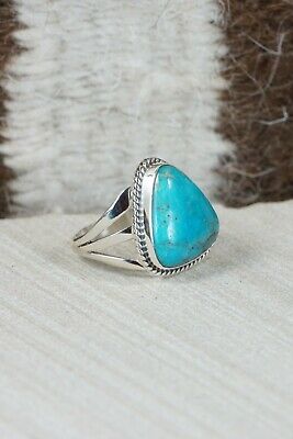 Navajo Turquoise & Sterling Silver Ring - Grace Kenneth - Size 8.5