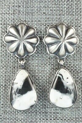 White Buffalo & Sterling Silver Earrings - Lyle Piaso