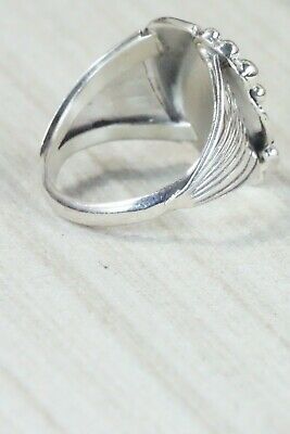 Navajo Turquoise, Coral & Sterling Silver Ring - Jeanette Saunders - Size 10.75