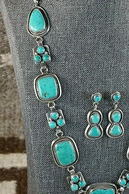 Navajo Turquoise & Sterling Silver Jewelry Set - Raymond Delgarito - High Lonesome Trading