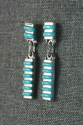 Zuni Turquoise and Sterling Silver Earrings - Fredrick & Denise Siutza - High Lonesome Trading
