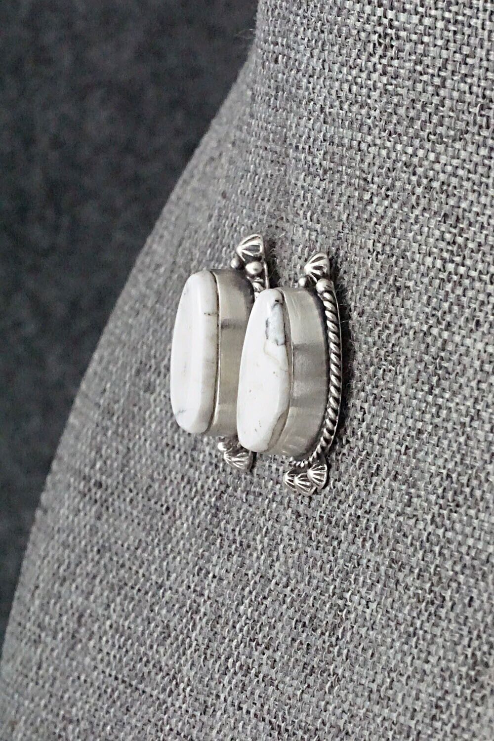 White Buffalo & Sterling Silver Earrings - Sheena Jack