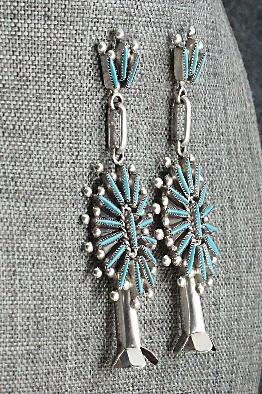 Turquoise & Sterling Silver Earrings - Lance & Cordelia Waatsa