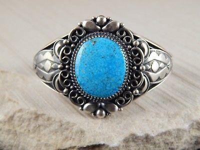 Navajo Turquoise & Sterling Silver Bracelet - Derrick Gordon - High Lonesome Trading
