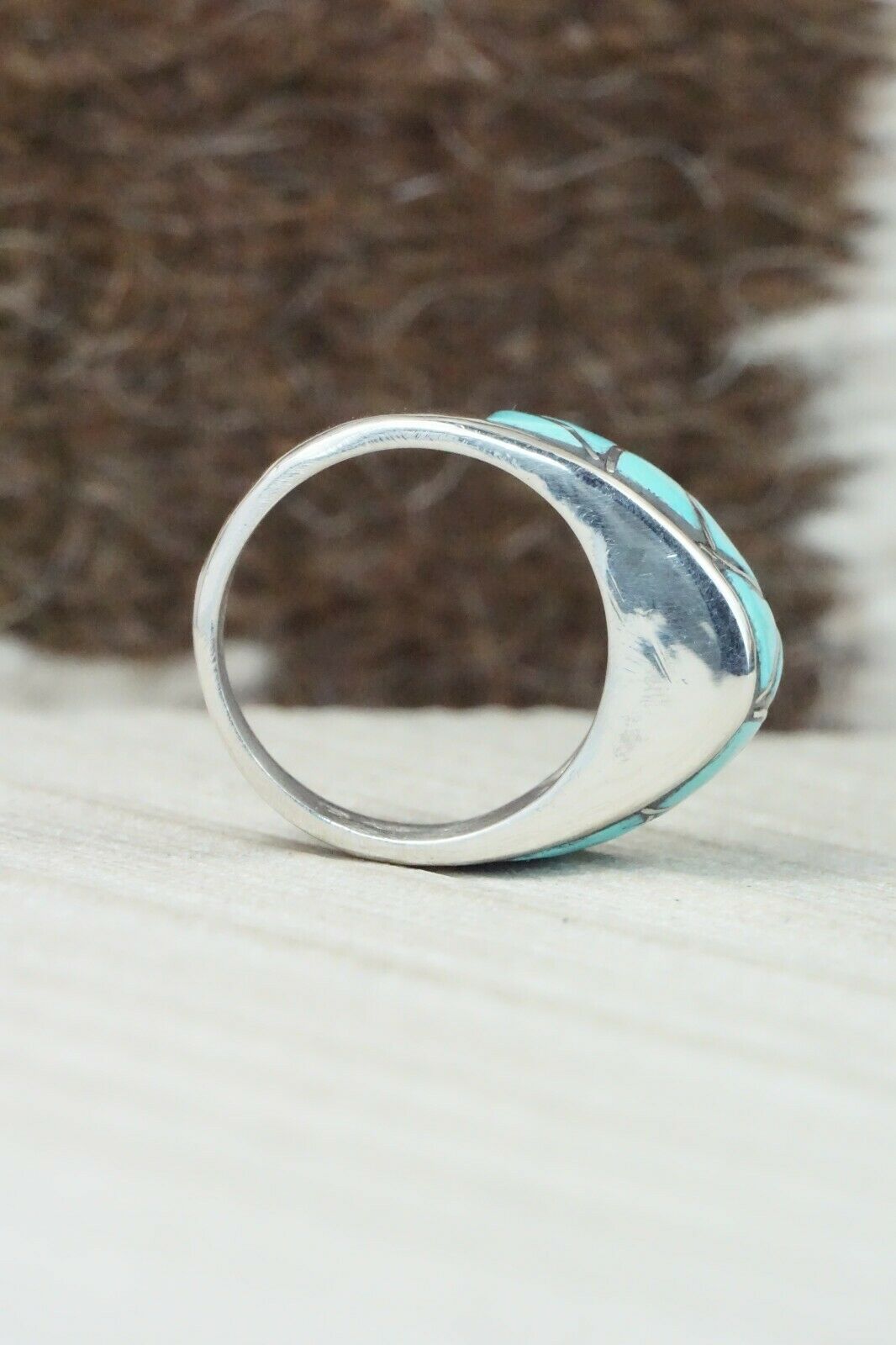 Turquoise & Sterling Silver Ring - Orena Leekya - Size 5.75