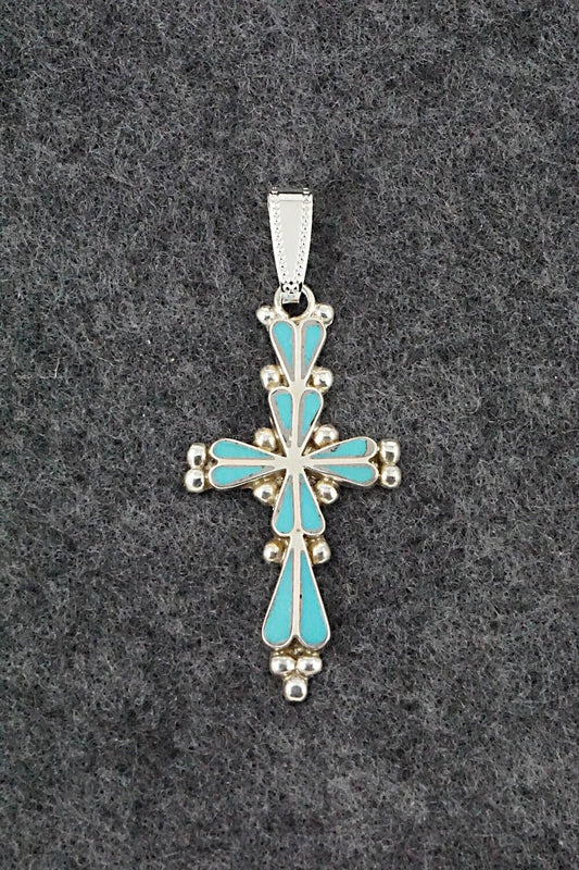 Turquoise & Sterling Silver Pendant - Florabelle Shebola