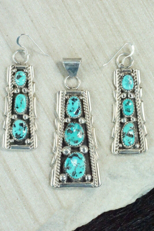 Turquoise & Sterling Silver Pendant and Earrings - Anthony Brown