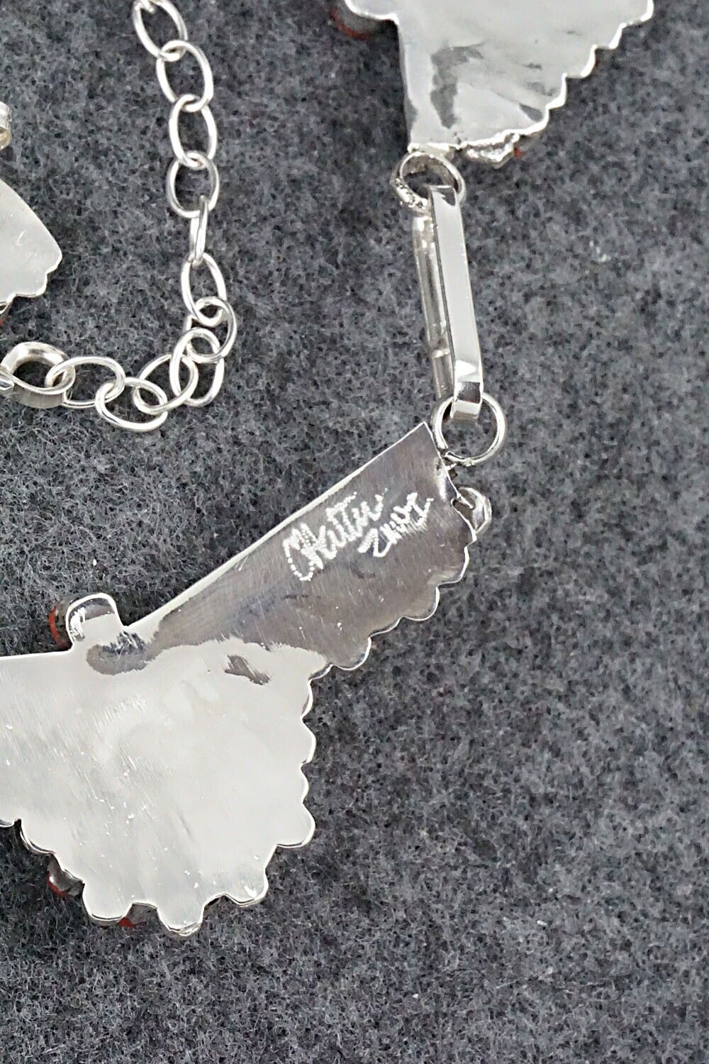 Coral & Sterling Silver Necklace and Earrings Set - Carlene Hattie
