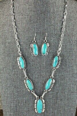 Navajo Turquoise & Sterling Silver Necklace and Earrings - Verley Betone