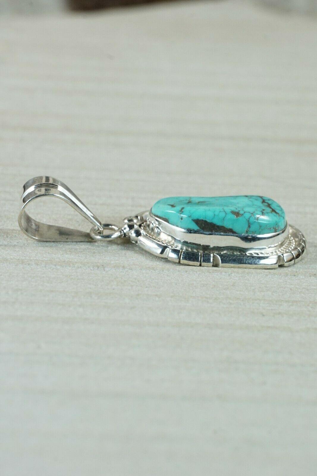 Navajo Turquoise & Sterling Silver Pendant - Samuel Yellowhair - High Lonesome Trading