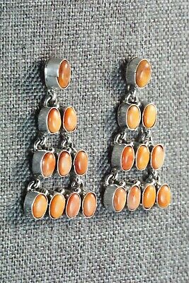 Spiny Oyster and Sterling Silver Earrings - Renelle Perry