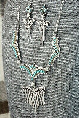 Turquoise & Sterling Silver Necklace and Earrings Set - Rosa Fambrough