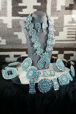 Turquoise & Sterling Silver Squash Blossom Set - Victor Begay