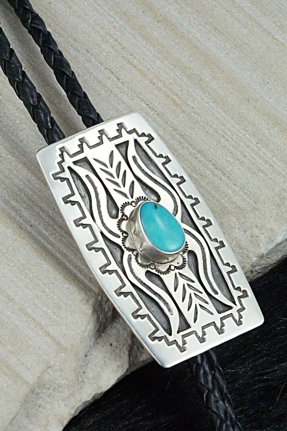 Turquoise & Sterling Silver Bolo Tie - Glenn Billie