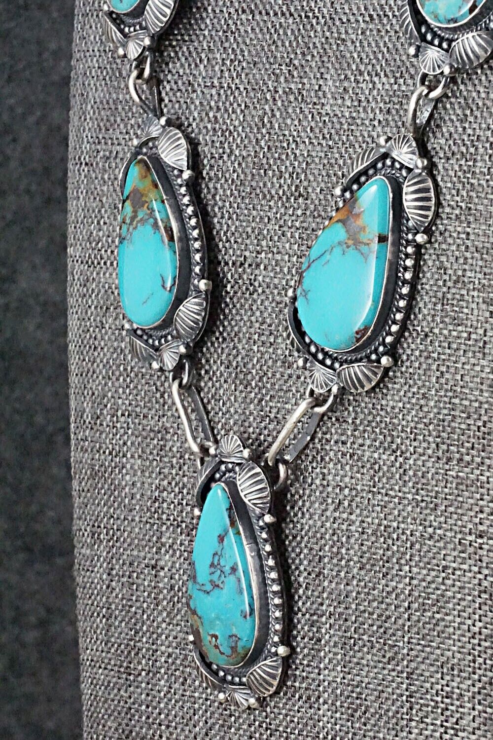 Turquoise & Sterling Silver Necklace and Earrings Set - Derrick Gordon