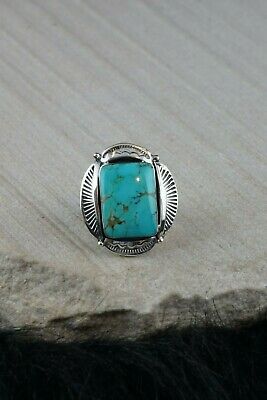Navajo Turquoise and Sterling Silver Ring - Sadie Jim - Size 9.5 - High Lonesome Trading