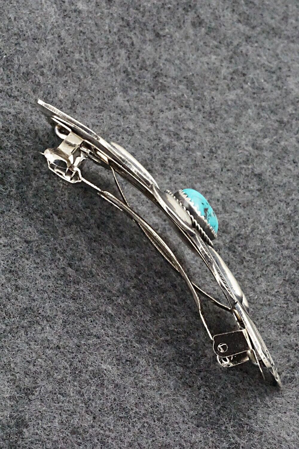 Turquoise & Sterling Silver Hair Barrette - Martha Cayatineto
