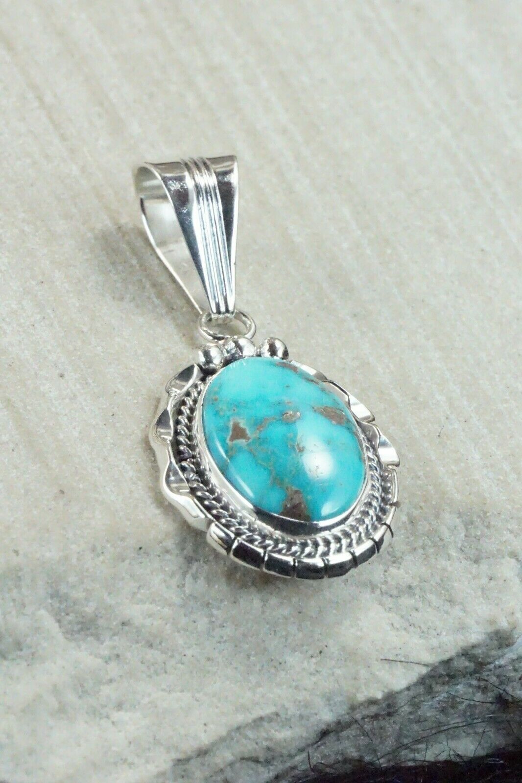 Turquoise & Sterling Silver Pendant - Samuel Yellowhair