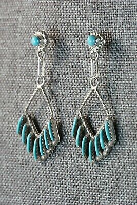 Zuni Turquoise & Sterling Silver Earrings - Davis Kaamasee