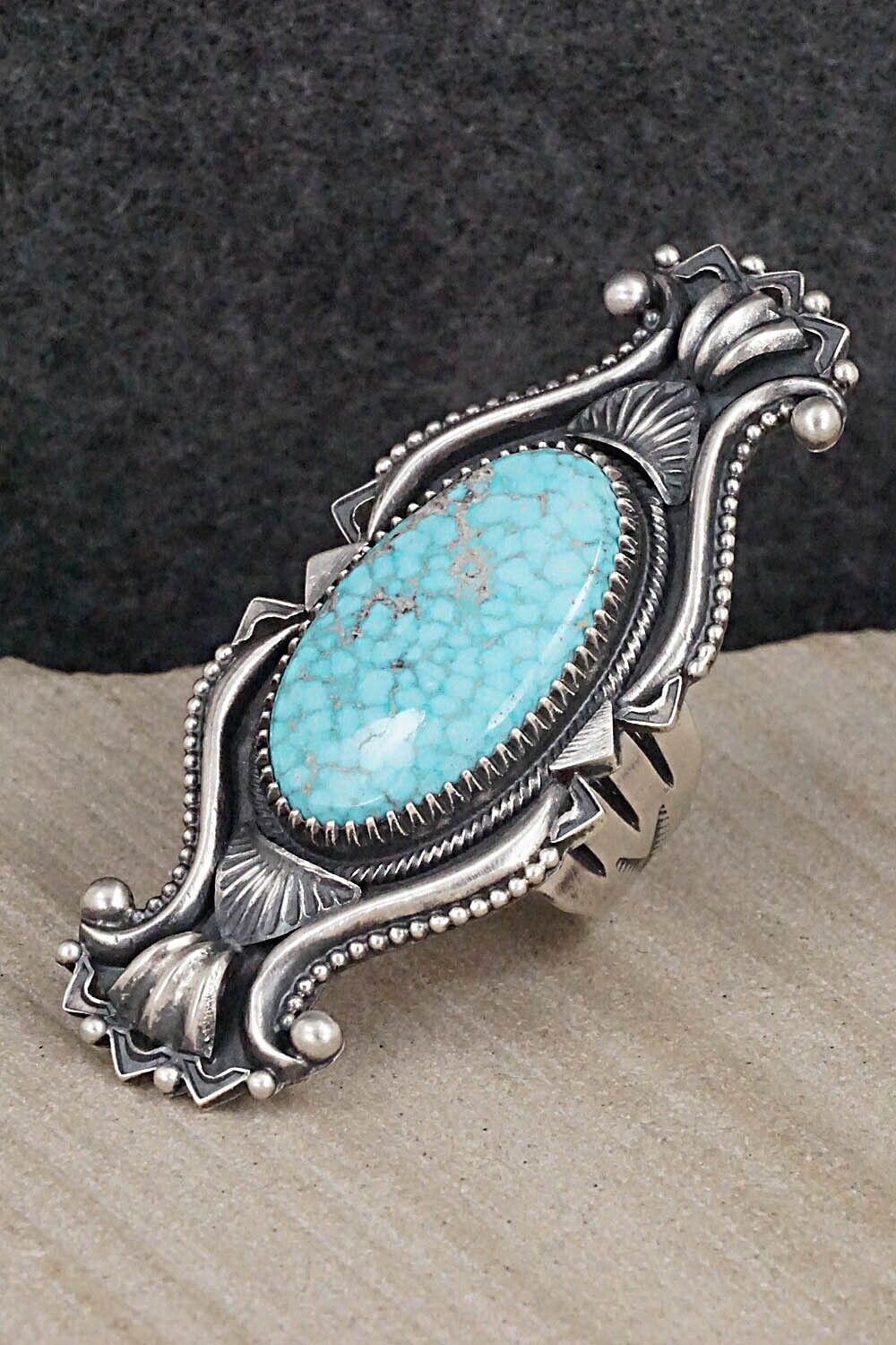 Turquoise & Sterling Silver Ring - Derrick Gordon - Size 8.5