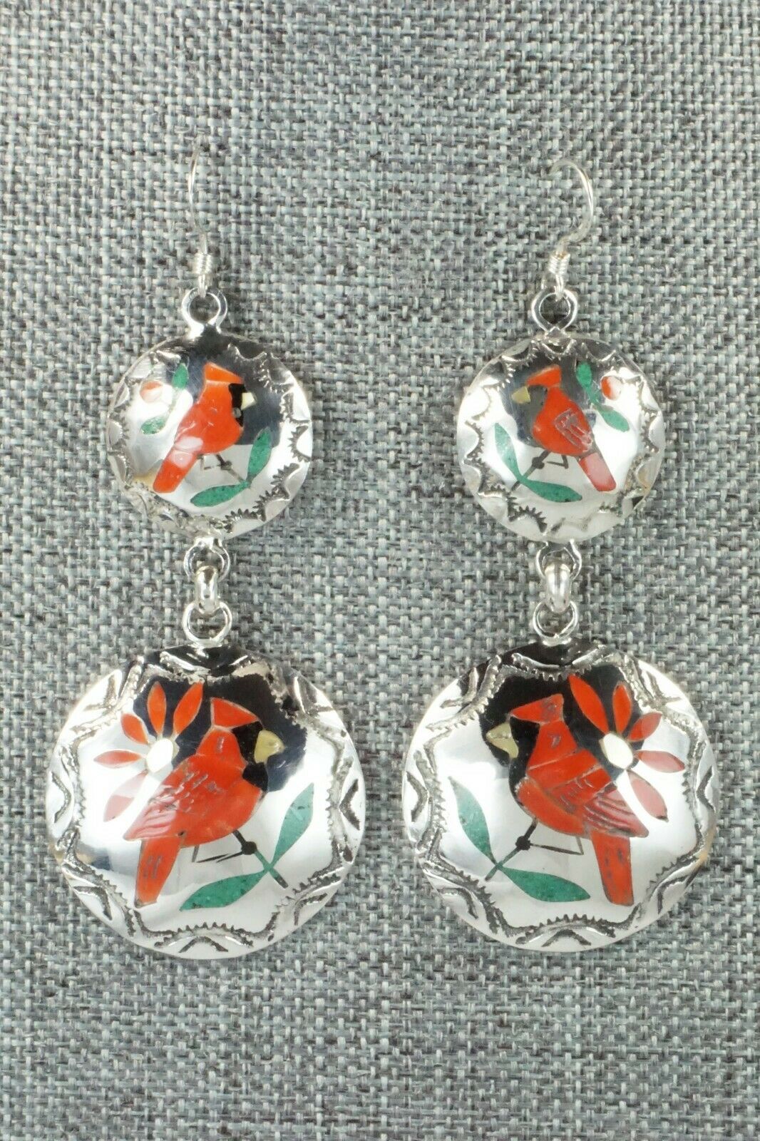 Multi Stone & Sterling Silver Earrings - Quintin Quam Sr.