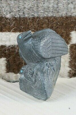Crow Zuni Fetish Carving - Derrick Kaamasee - High Lonesome Trading