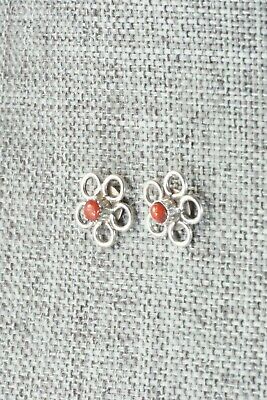 Coral and Sterling Silver Earrings - Carol Bowannie
