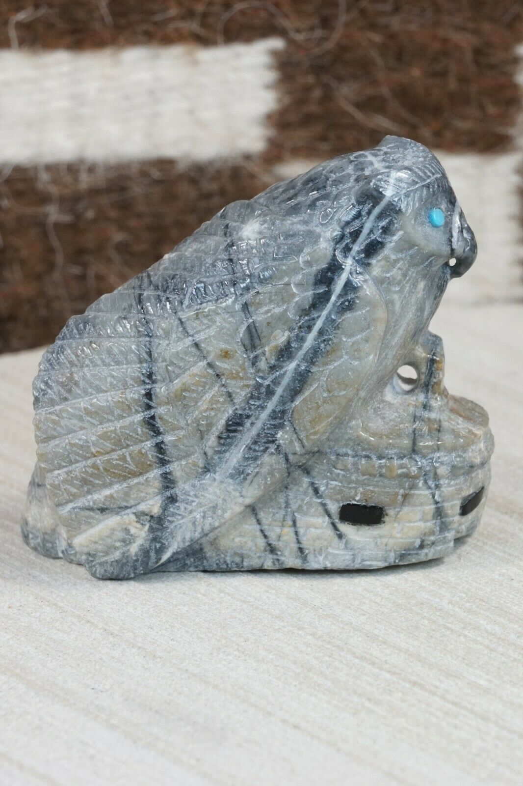 Owl Zuni Fetish Carving - Derrick Kaamasee